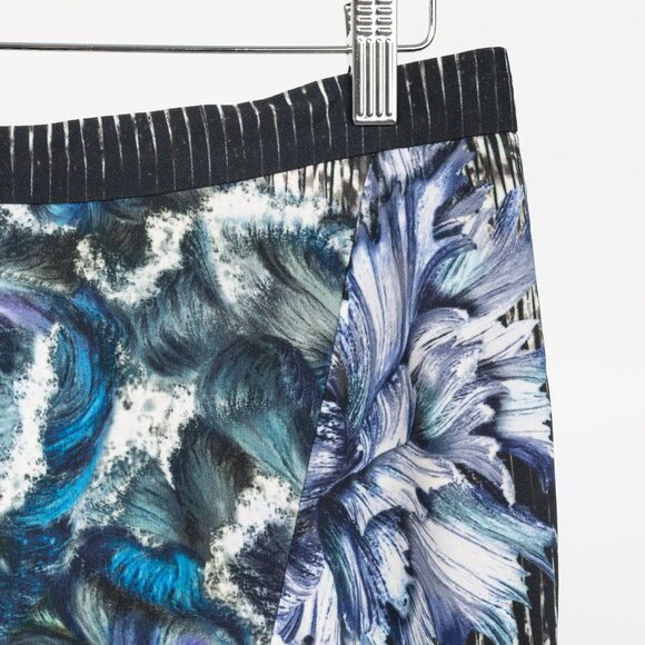 Peter Pilotto K Blue & Black Abstract Printed Crepe Handkerchief-Hem Skirt - Picture 5 of 12